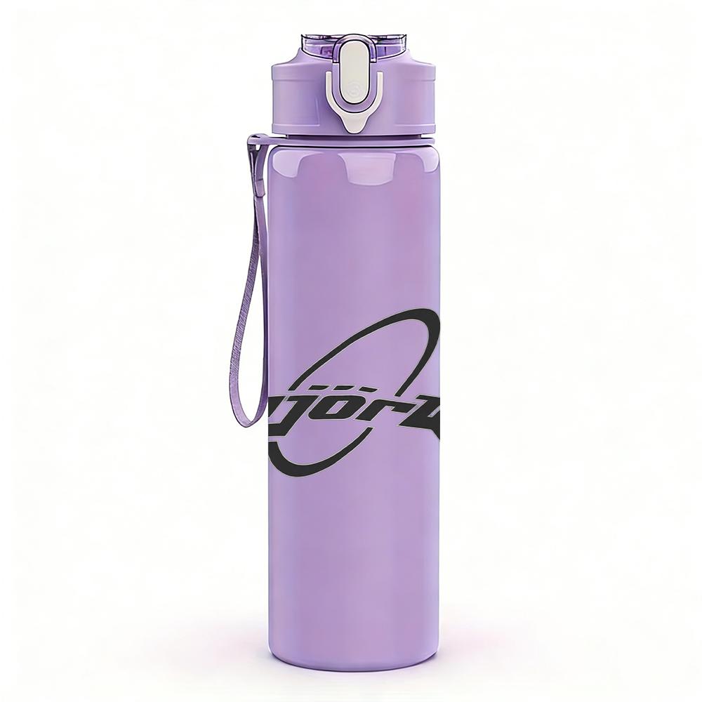 1PC Black wave cursive band text print 750ml colorful plastic sports water bottle leakproof pop up lid with straw for outdoor work home use