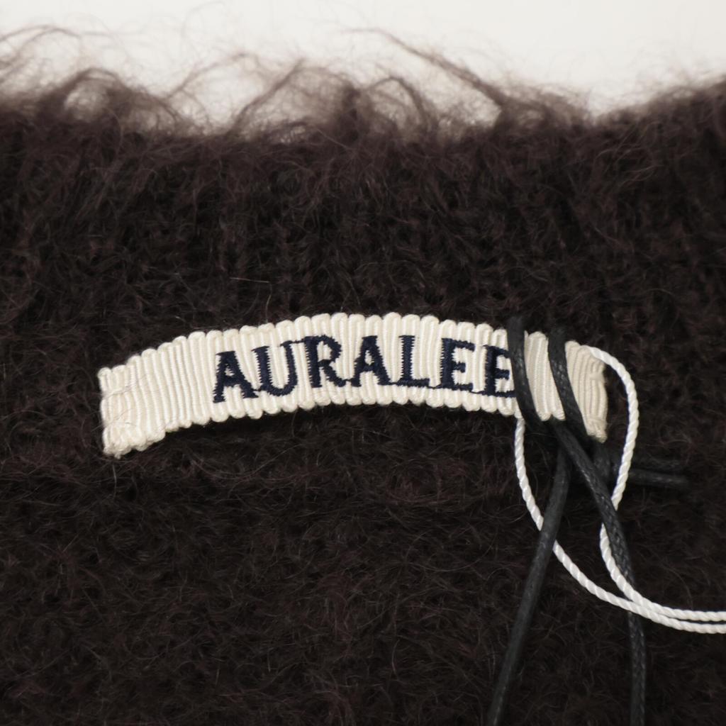 AURALEE A22AC03KM Dark Brown Brushed Super Kid Mohair Knit Long Cardigan Tops 1 BrownUsed