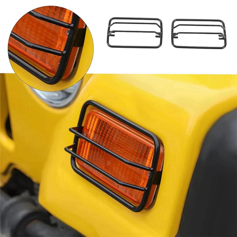 MML-Car Front Turn Signal Light Guards Cover For Jeep Wrangler TJ 1997-2006 Side Eyebrow Lights Guards Accessories