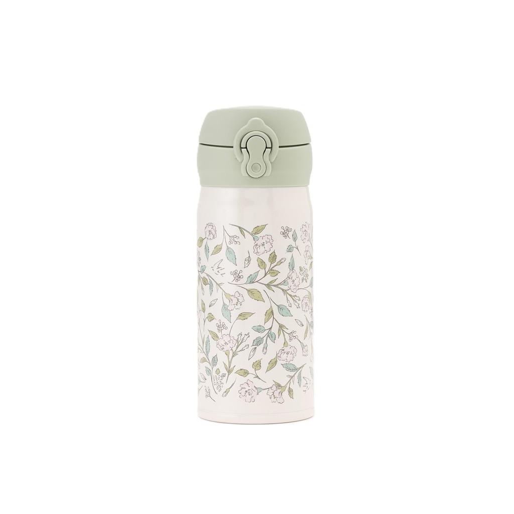 Afternoon Tea Living HS99 Flower Art Thermos Green One-Touch Bottle, 350ml,
