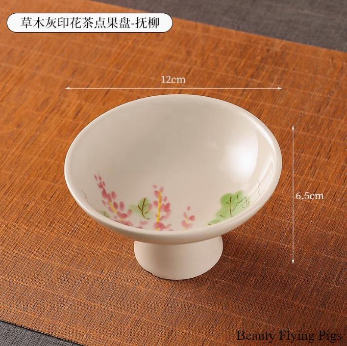 1pc Ceramic Dim Sum Tray Afternoon Tea and Snack Plate Chinese Style Sacrificial Dishes Kitchen High Footed Dish Household Items