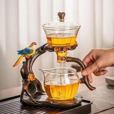 Skleněný automatický čajový set pro domácnost Lehký luxus Vysokokvalitní šálek na čaj Magnetický čajník Líný výrobník čaje