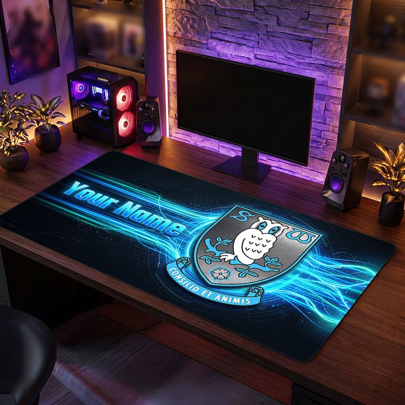 Sheffield Wednesday FC Benutzerdefinierte Große Mauspads, Personalisierter Textdruck mit Namen, Fußballlogo Rutschfeste Schreibtischmatte Gaming-Geschenk