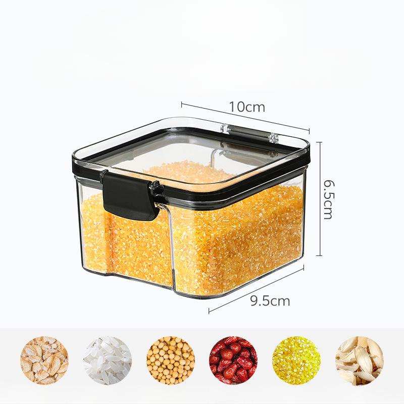 Square Transparent Storage Tanks for Grains and Cereals Kitchen Food and Snack Storage