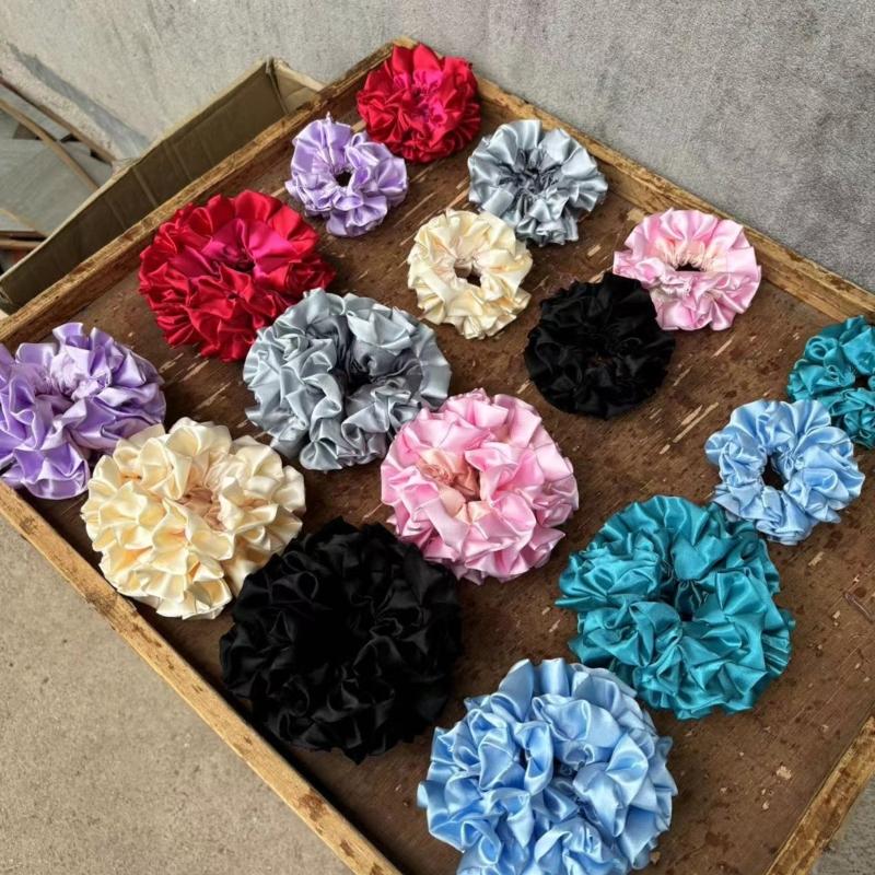Silk Feeling Hair Tie Flower Ruched Hair Catch Hair Holder Scrunchies Hair Rope