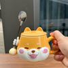 Einhorn Regenbogen Keramiktasse mit Deckel & Löffel - Niedliche Trinktasse für Mädchen
