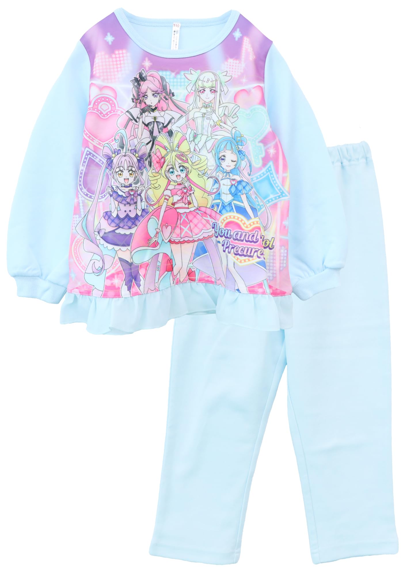 

Kaitak Family Idol PreCure Kids Light-Up Pajamas, Long Sleeves, Ruffles, Spring/Autumn (100cm, Sax)