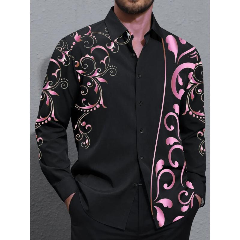 Men's Shirts, Button Down Shirts, Casual Shirts, Spring and Summer, Printed Long Sleeves Tops Fashion Comfortable Men Clothing