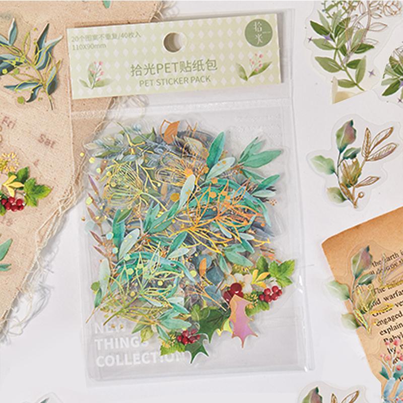 1-6Pcs/Bag Aesthetic Flower Stickers Pack Fresh Plant Hand Account Diy Material Decorative Stationery Stickers