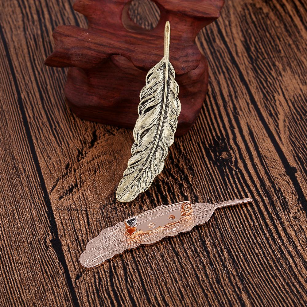 Z96 Retro Exquisite Big Leaf Gold Feather Brooch Men'S Medal Coat Corsage