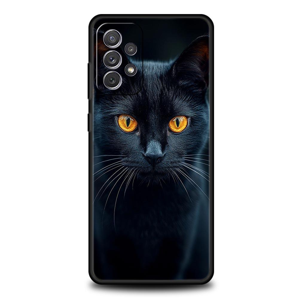 Black Cat Phone Case for Samsung A51 A71 A21S A12 A11 A15 A25 A31 A41 A23 A33 A53 A73 A03S A05S A13 5G A35 A55 Cover