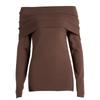 Fall Winter Women's Off-shoulder Sweater, Sexy Slim Fit Long Sleeve Knit Base Top, European American Style Casual Knitwear