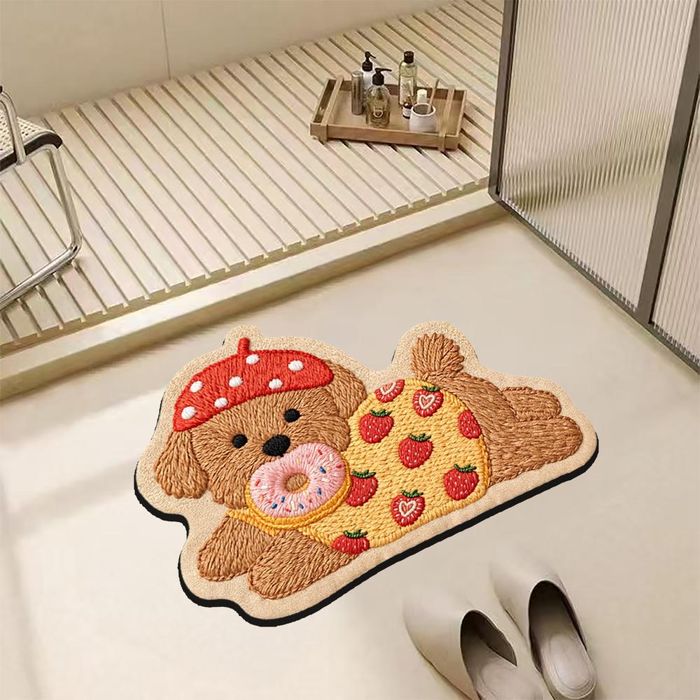 Cute Dachshund Dog Bath Mat Non Slip Absorbent Welcome Floor Rug for Bathroom Entryway Decor