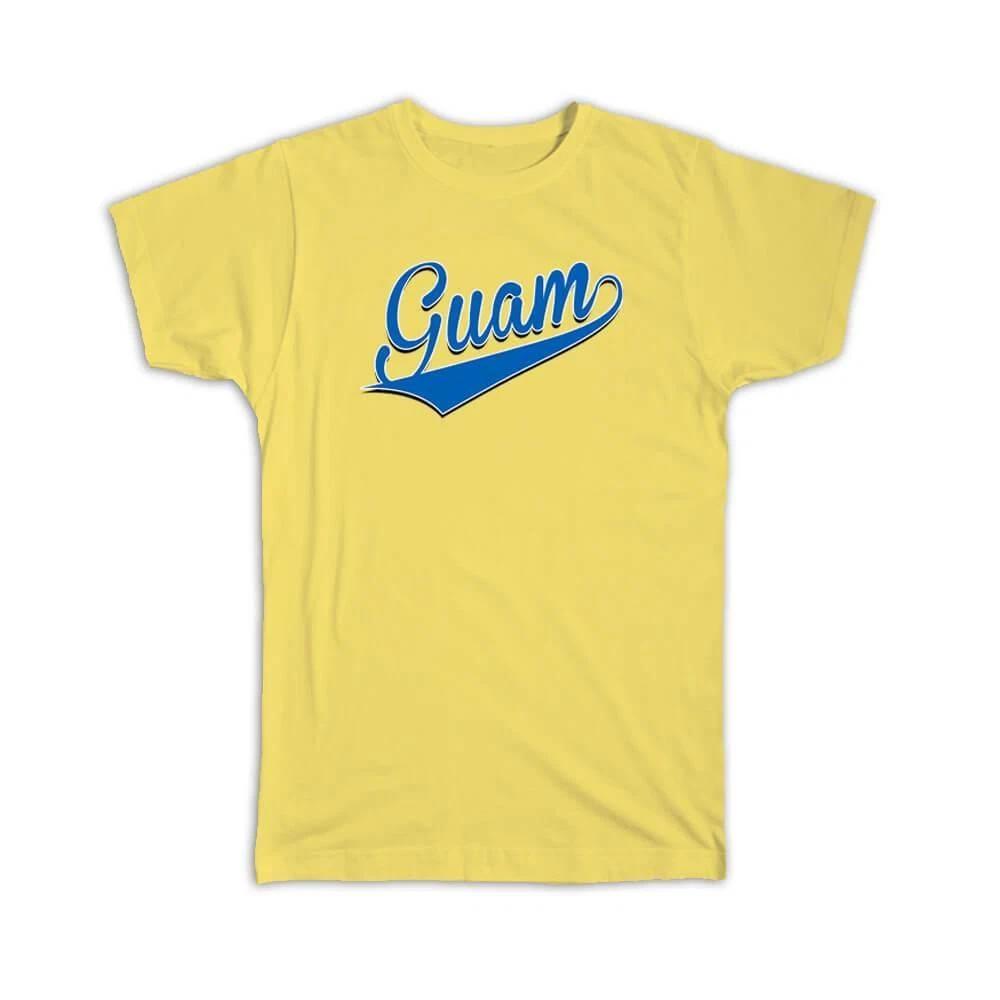 

Gift T-Shirt : Guam Flag Varsity Script Baseball Beisbol Country Pride Guamanian 3XL