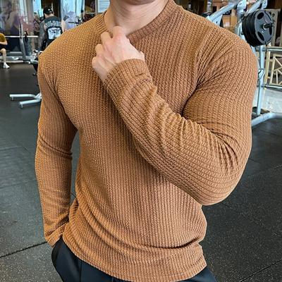 Men's T-shirt Spring Fashion Brand Fitness Long Sleeve Sweater Knitted Pullover Men's Fashion Simple Bottom T-shirt