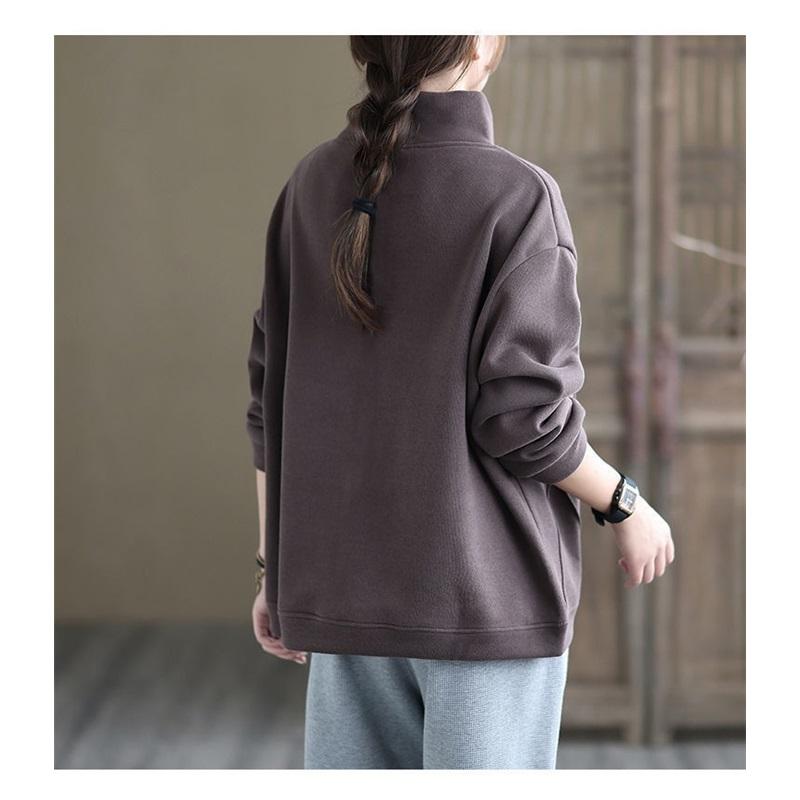 Women's Mock Neck Sweatshirt Casual Loose Fit Pullover Top