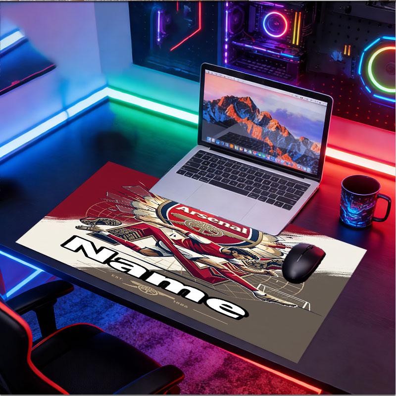 Özel İsim Kişiselleştirilmiş Arsenal F.C Desenli Mousepad, Dizüstü Bilgisayar Masa Matı, Ev İçin Dekoratif Masa Matı Klavye Altlığı Hediye