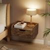 Floating Nightstands Set Of 2 Wall Mounted Bedside Table With Drawer For Bedroom Rustic Brown