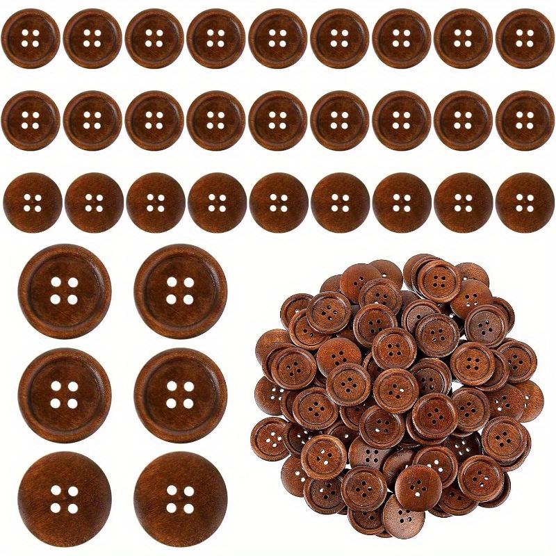 Lot de 10 boutons de couture ronds et polis, 4 trous, classiques, en bois, pour la couture, le bricolage, les vêtements, les chemises, les articles tricotés