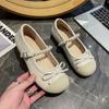 French Mary Jane Shoes Women's Autumn Design Pearl One-word Strap High Heels Ballet Baotou Sandals Light Mouth Single Shoes