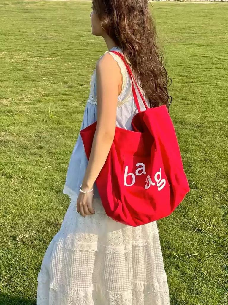 New Large-capacity Shoulder Bag, Canvas Bag, Women's Tote Shopping Bag, Letter Printed Bag.