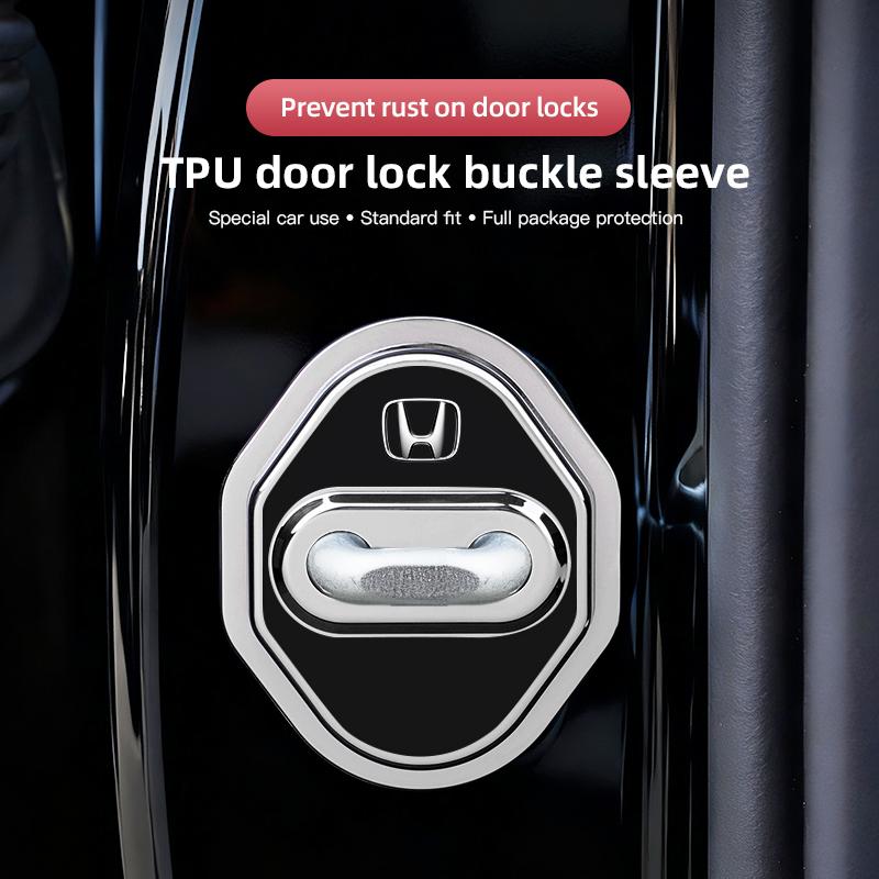 RJVK8 4Pcs TPU Door Lock Buckle Protective Cover Car Accessory For Honda Civic FIT CRV Accord Jazz HRV Prelude Insight Odyssey CRZ 5th