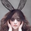 Sexy Lingerie Uniform Seduction Accessories Lace Veil Eye Mask Rabbit Long Ears Headband Hairpin