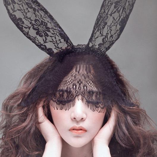 Sexy Lingerie Uniform Seduction Accessories Lace Veil Eye Mask Rabbit Long Ears Headband Hairpin