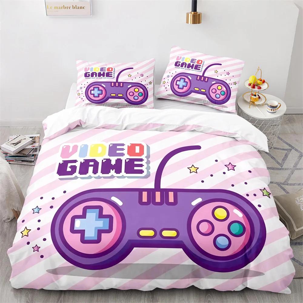 Boy's Gamepad Duvet Cover Set Single Double Size For Boys Girls Game Lover Bedding Set Polyester Comforter Cover With Pillowcase