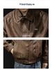 Herren Hochwertige Amerikanische Retro Leder Motorradjacke - Herbst/Winter 2025, Kurz, Mit Samt gefüttert, Große Größen, Trendige Marke