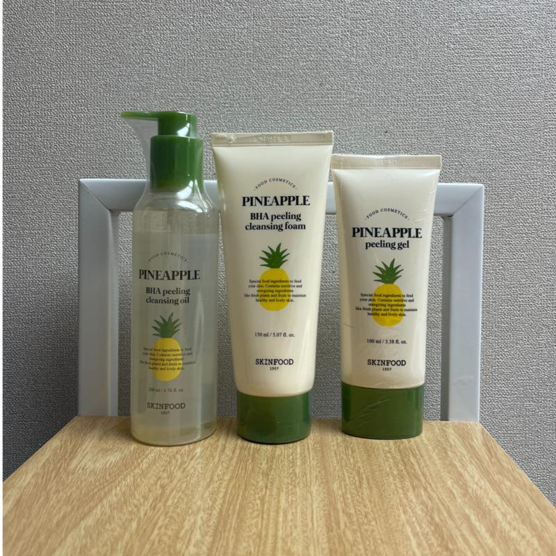 Skinfood Pineapple BHA Peeling Cleansing Oil 200ml + Cleansing Foam 150ml + Peeling Gel 100ml, 1 Set