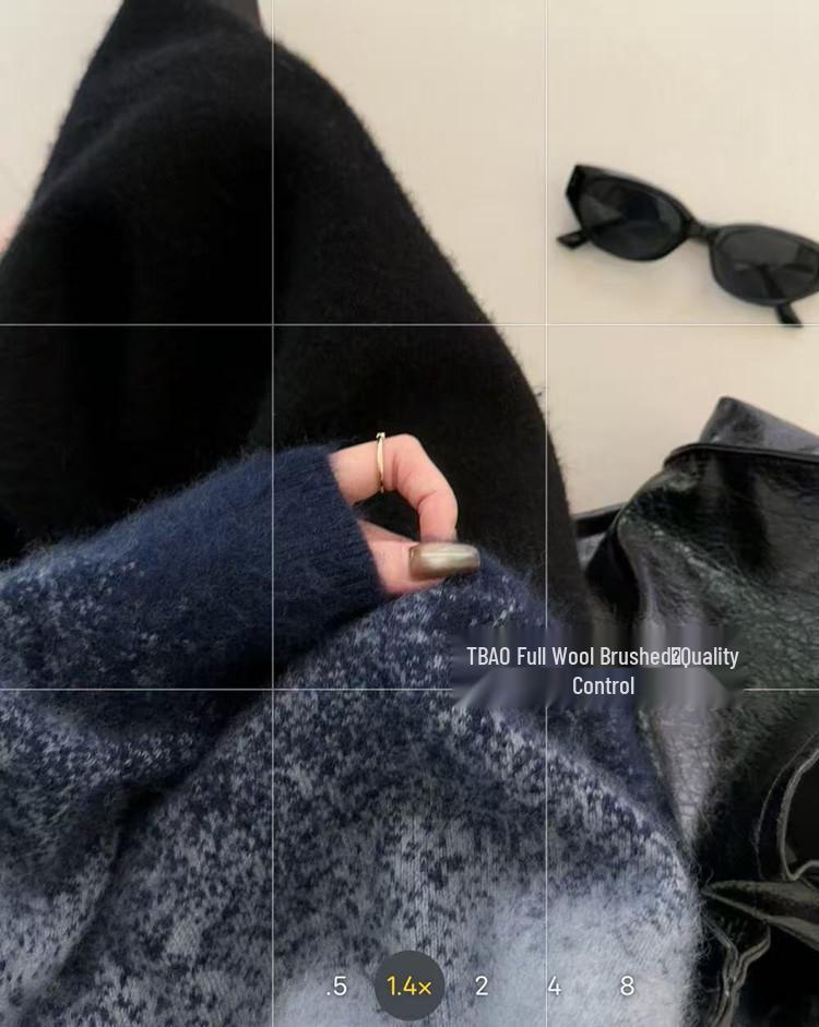 Avrupa ve Amerikan Moda Peluş Degrade Yün Kaşmir Örgü Kazak