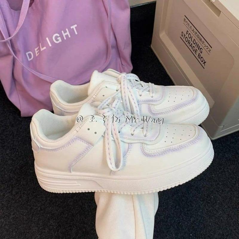 

Дышащие маленькие белые туфли женские 2024 осень новые женские туфли толстая подошва повседневная обувь женские кроссовки Zapatillas Mujer 35 фиолетовый