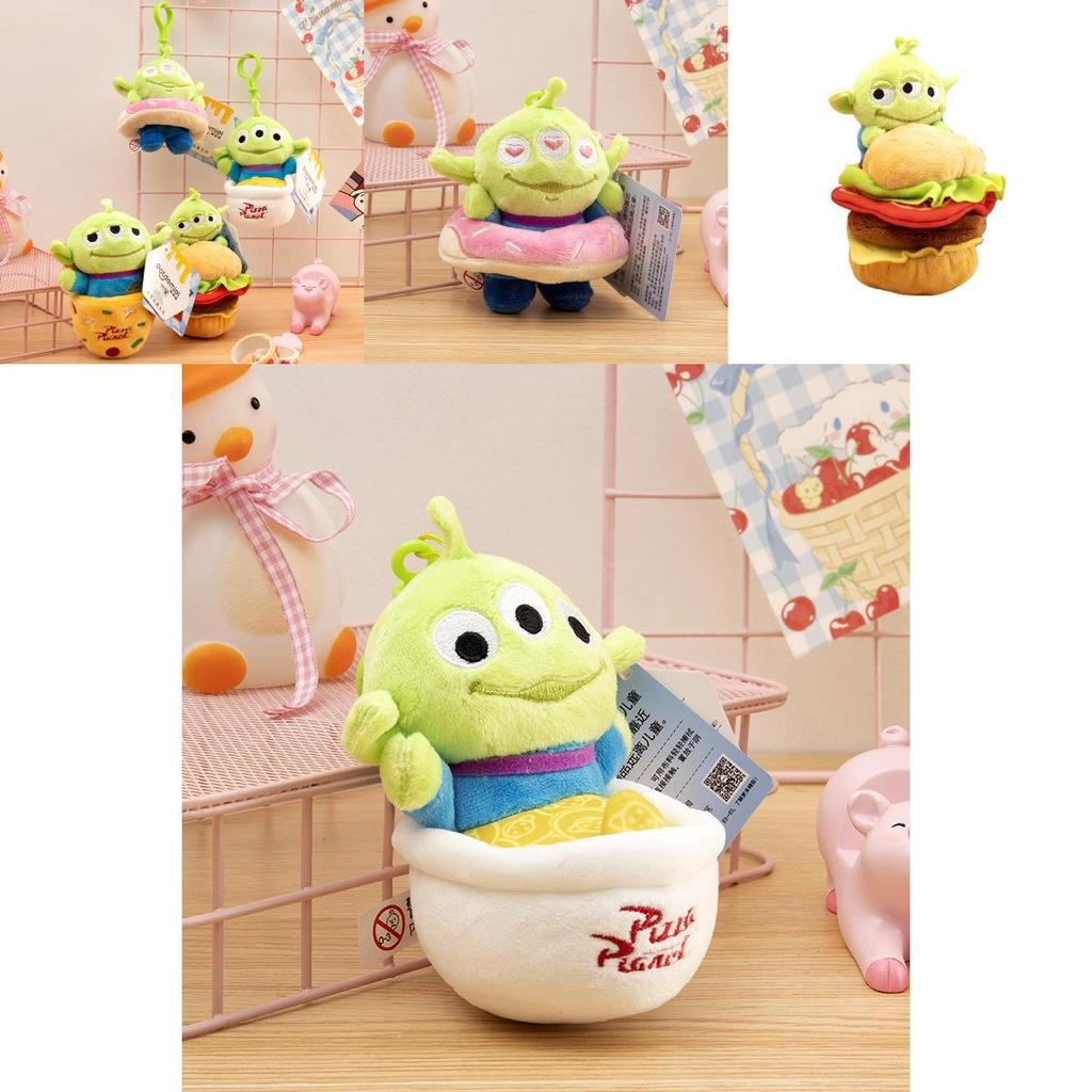 Disney Toy Story Alien Plush Doll Pendant Doughnut Hamburger Keychain Kid Gift