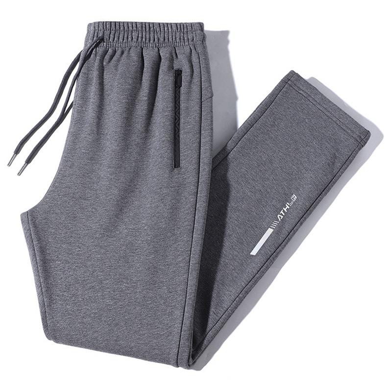 Gray Men's Spring and Autumn New Large Size Men's Pants Trousers Casual Drawstring Versatile Sweatpants Tube Pants Loose Sports