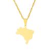 Polished Stainless Steel Brazil Map Necklace: Unisex Retro Ethnic Pendant Jewelry