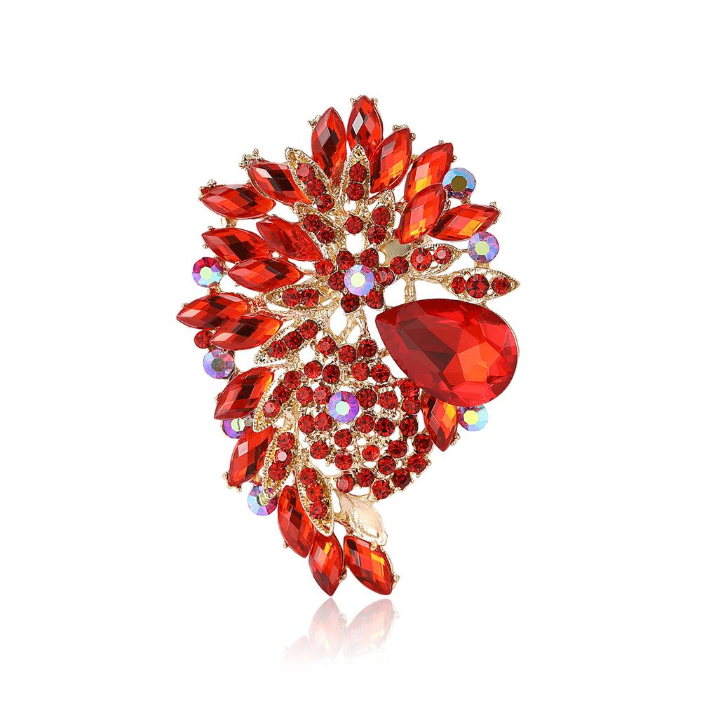 African Exquisite Alloy Full Diamond Large Glass Brooch High-End Fashion Women'S Clothing Corsage Jewelry Pin