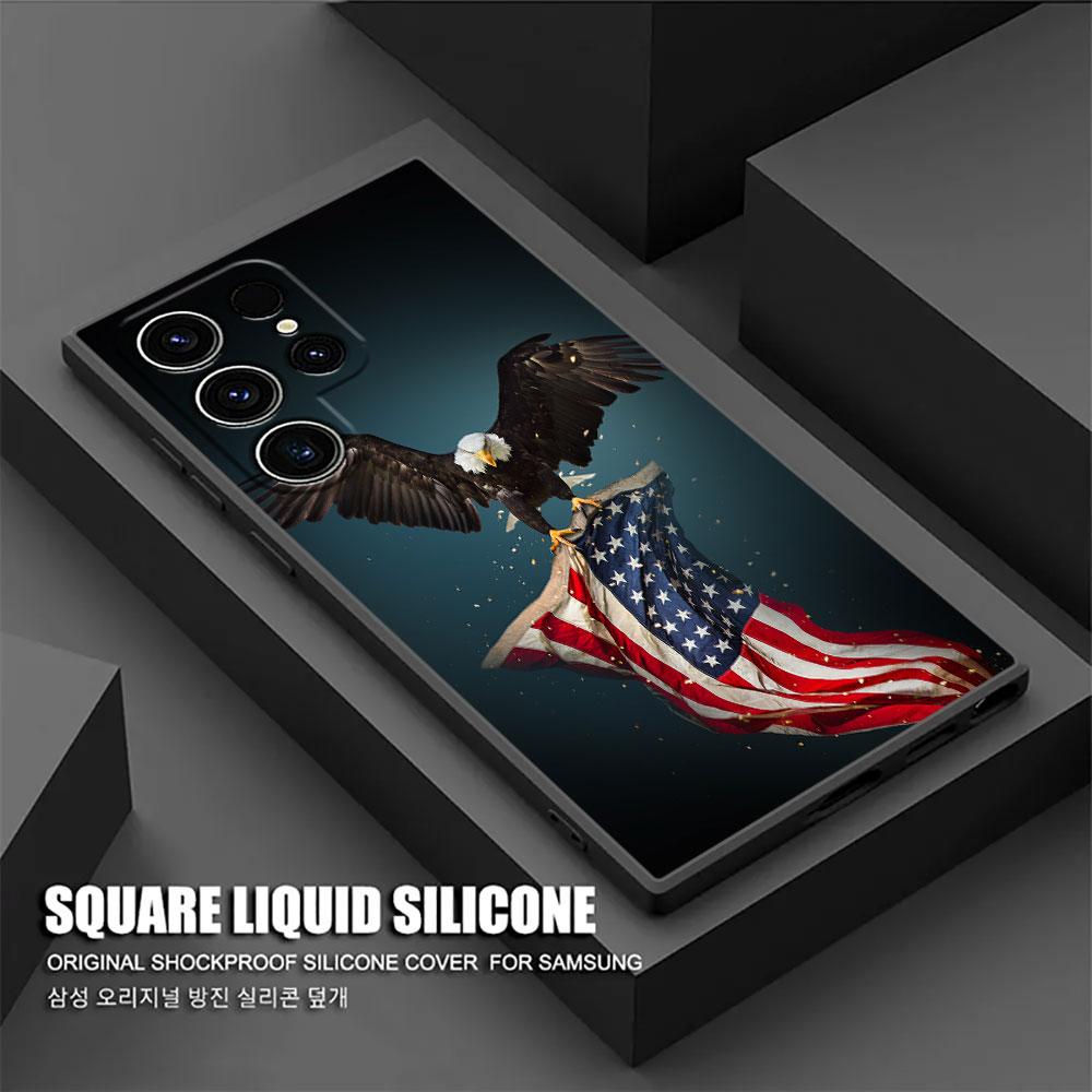 American USA Flag Five-pointed Star S25 Ultra Case For Samsung Galaxy S25 S24 S23 S20 S21 FE S22 Ultra S10 Plus Soft Phone Cover
