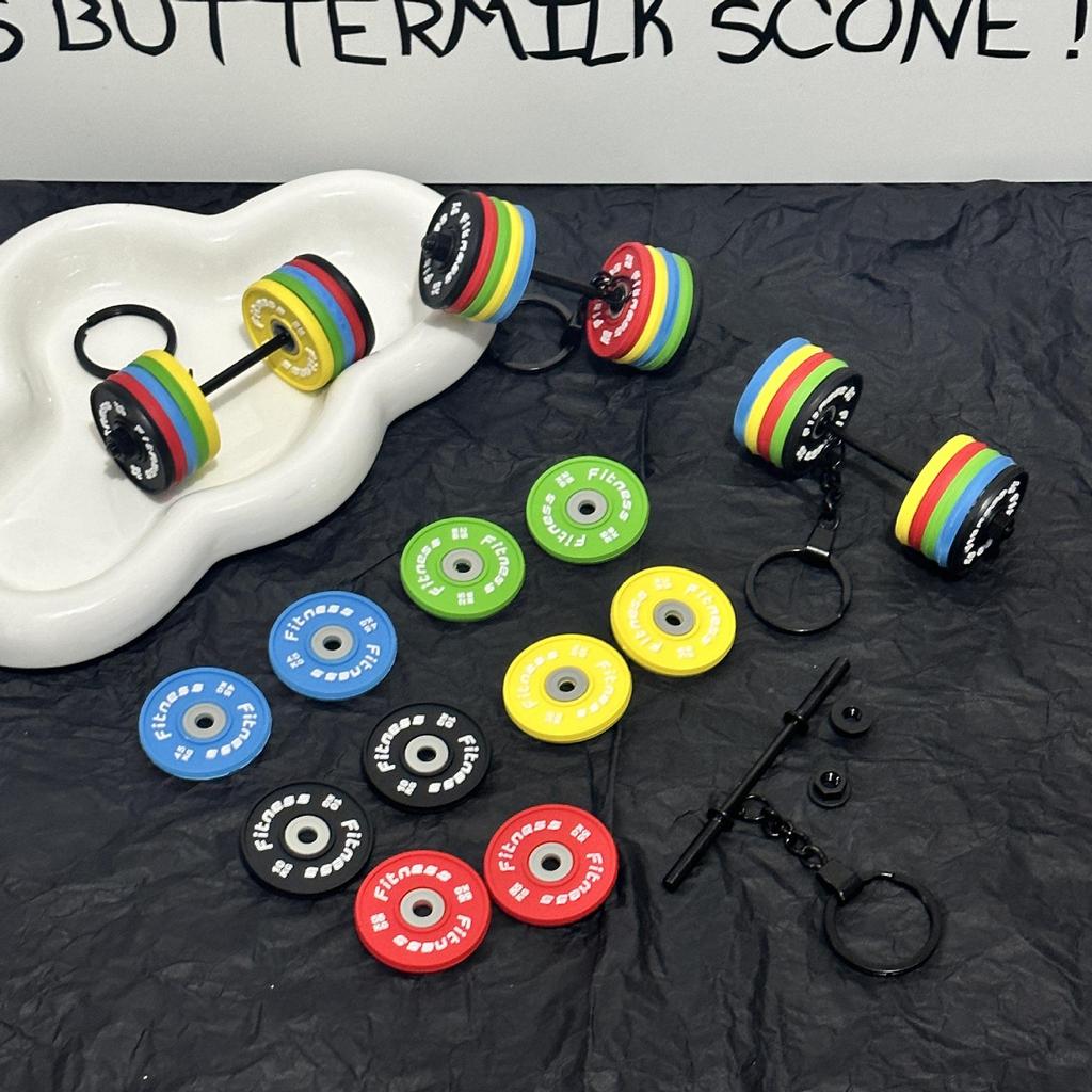 Miu Series Dumbbell Plate Keychain: Trendy Fitness Accessory & Sports Jewelry Gift