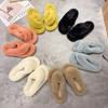 Flat-bottomed slippers women's outer wear 2025 new Internet celebrity fashion plush fairy wind fluffy autumn fluffy slippers women