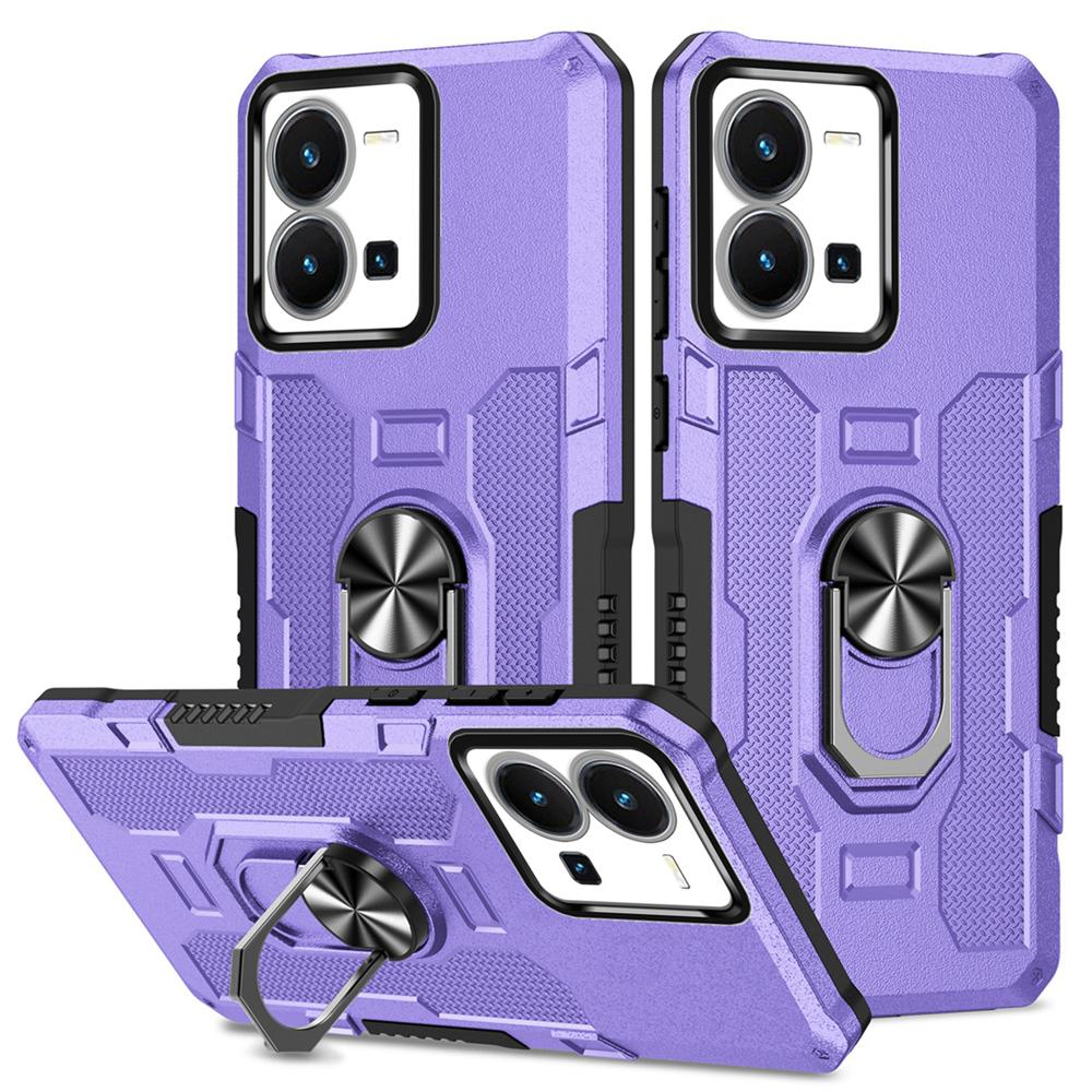 Nárazuvzdorný pancéřový obal Peatkop pro VIVO Y35 Y22S Y22 4G Silikon+PC Prstenový stojánek Kryt zad telefonu pro VIVO V25 5G X80 Lite