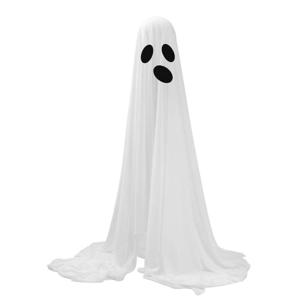 64.96in Large Lighted White Cloth Ghost Scary Standing Spooky Ghost Decor for Front Porch Yard
