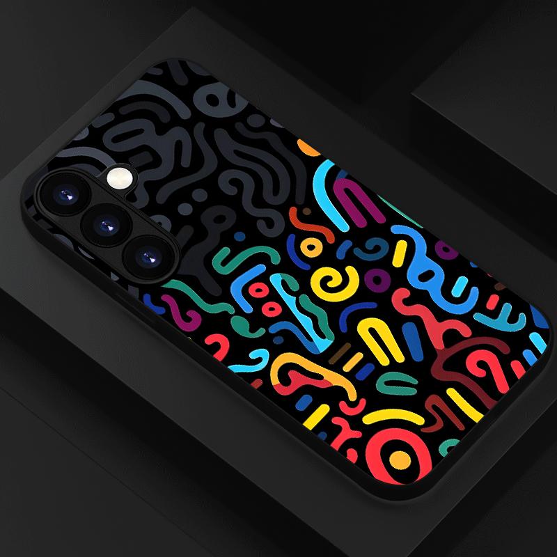 Artistic line glass phone case suitable for Samsung Galaxy S26 S25 S24 S23 S22 S20 FE/Ultra/Plus anti drop back cover