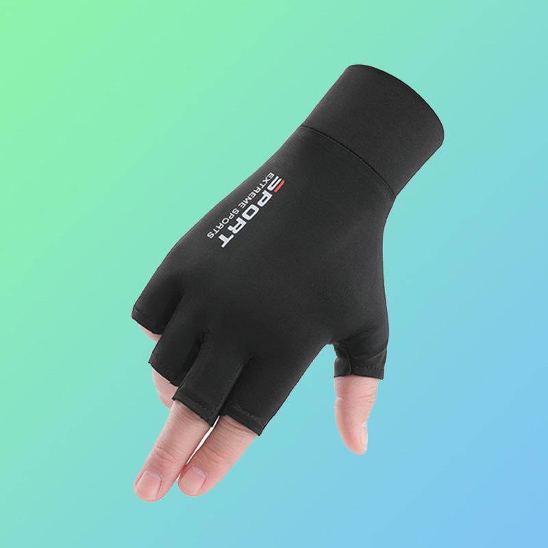Sunscreen Gloves Driving Fishing Leaking Two Fingers Ice Silk Anti-slip Gloves Breathable Fitness Cycling Express Quick Dry Gloves