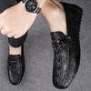 Fashion Italian Handmade Shoes Genuine Leather Black Formal Shoes Casual Loafers Men's Crocodile Pattern Fashion Check Moccasins Shoes