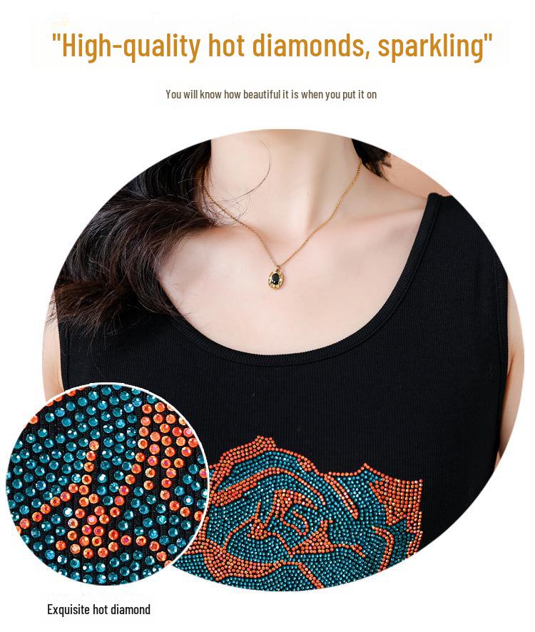 Women's Diamond Camisole: Slim Fit, Large Size, Elastic, Sleeveless Vest for Spring and Summer