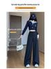Women's Gray Wide-Leg High-Waisted Trousers - Korean Western Style, Loose Drape, Floor-Length for Spring & Autumn