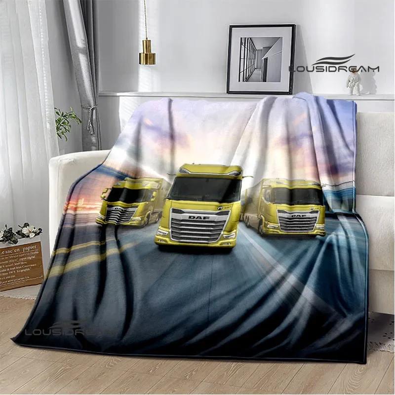 Coperte stampate retrò camion DAF 3D coperta da picnic coperte calde in flanella coperta morbida e confortevole biancheria da letto Regalo di compleanno