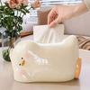 Cute Duck Ceramic Tissue Box Holder,Polished White Decorative Napkin Dispenser with Gold-Tone Accents, Adorable Animal Design for Living Room, Bedroom