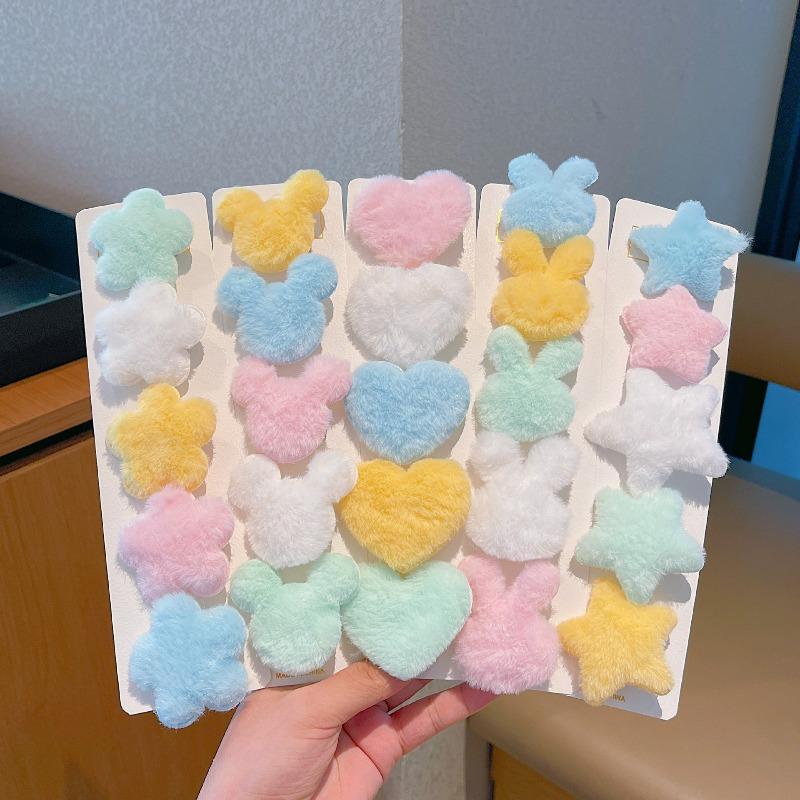 5Pcs Kawaii Star Hair Clip Plush Side Barrettes Fashion for Girls Daily School Party Wear Sweet Accessory Gift Set